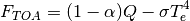 \begin{equation*}
F_{TOA}=(1-\alpha)Q-\sigma T_{e}^{4}
\end{equation*}
