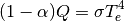 \begin{equation*}
(1-\alpha)Q=\sigma T_{e}^{4}
\end{equation*}